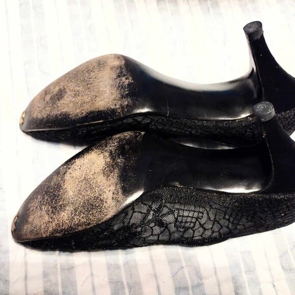 Stuart Weitzman For Mr. Seymour Black Mesh High Heel Pumps Size 8AA - Picture 6 of 6